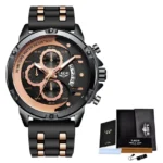 LIGE – Montre sport pour hommes - Black Rose Gold