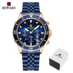 REWARD-Montre-bracelet chronographe de luxe - Blue RoseGold-173