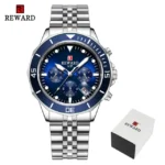 REWARD-Montre-bracelet chronographe de luxe - Silver Blue-366