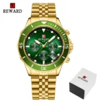 REWARD-Montre-bracelet chronographe de luxe - Golden Green-1254