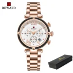 REWARD Montres Femme Chronographe Imperméable Acier Inoxydable - Rose Gold