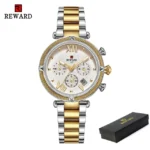 REWARD Montres Femme Chronographe Imperméable Acier Inoxydable - Silver Golden