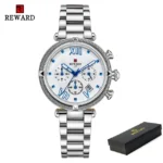 REWARD Montres Femme Chronographe Imperméable Acier Inoxydable - silver