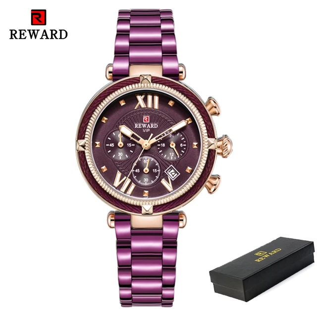 Reward Montres Femme Chronographe Imperméable Acier Inoxydable