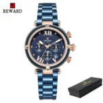 REWARD Montres Femme Chronographe Imperméable Acier Inoxydable - blue