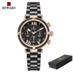 REWARD Montres Femme Chronographe Imperméable Acier Inoxydable - black