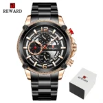 REWARD – montre de Sport en acier inoxydable - Black RoseGold Box