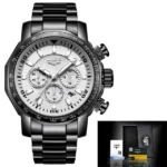 LIGE-Montre à quartz étanche - Black and white
