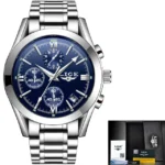 LIGE Top marque de luxe hommes montre militaire mode Business - S silver blue