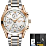 LIGE Top marque de luxe hommes montre militaire mode Business - S gold white