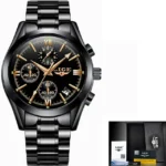 LIGE Top marque de luxe hommes montre militaire mode Business - S all black rose