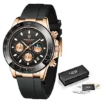 LIGE – montre de Sport à Quartz - Black Rose Gold