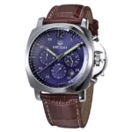 Megir 3006 G chronographe - Brown Leather Blue