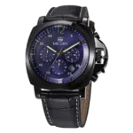 Megir 3006 G chronographe - Black Leather Blue