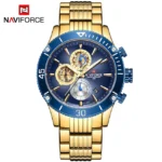 NAVIFORCE-Montre-bracelet à quartz en acier inoxydable - gold blue