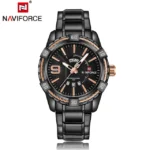 NAVIFORCE-Montre de sport à quartz entièrement en acier doré - Black Rose Gold