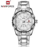 NAVIFORCE-Montre de sport à quartz entièrement en acier doré - silver white