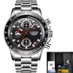 LIGE-Montre de sport à quartz - SIlver Black S