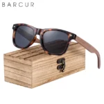 BARCUR noir noyer lunettes de soleil bois lunettes de soleil polarisées - Leopard Gray Wood