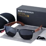 BARCUR noir noyer lunettes de soleil bois lunettes de soleil polarisées - Gloss Black zipper