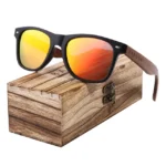BARCUR noir noyer lunettes de soleil bois lunettes de soleil polarisées - Orange Wood box