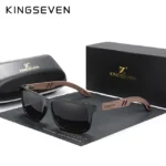 KINGSEVEN – Lunettes de Soleil Vintage 100% Polarisées en Bois - Black gray