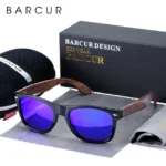 BARCUR noir noyer lunettes de soleil bois lunettes de soleil polarisées - Dark Blue