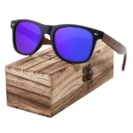 BARCUR noir noyer lunettes de soleil bois lunettes de soleil polarisées - Dark Blue Wood box