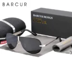 BARCUR-Lunettes de soleil polarisées en acier inoxydable - Silver Gray