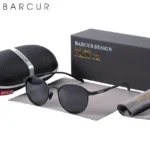 BARCUR-Lunettes de soleil polarisées TR90 - Black gray