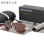 BARCUR-Lunettes de soleil polarisées en acier inoxydable - Gold Tea