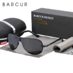 BARCUR-Lunettes de soleil polarisées en acier inoxydable - Black