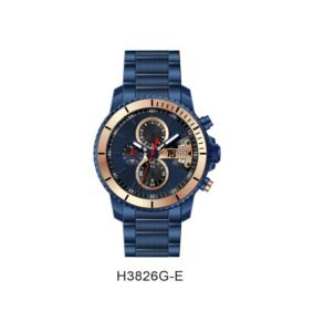 Montre pour homme T5 3826 Chronographe et date active Chaîne en acier inoxydable étanche - Bleu