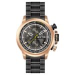 Montre homme Extri X6026 Chronographe et date , braclet en acier inoxydable Étanche - Black Rose Gold