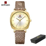 REWARD – montre à Quartz avec bracelet en cuir - Golden
